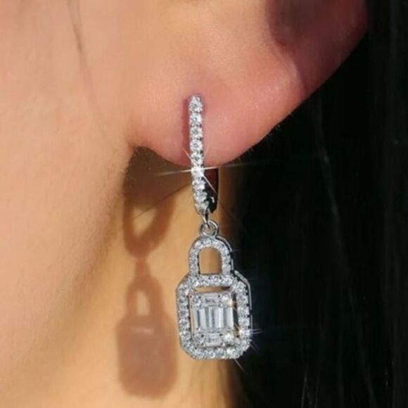 The Gatsby Earring drop in silver & zirconium drop earrings - Picture 1 of 6